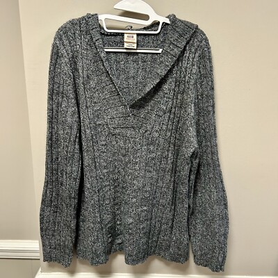 Faded Glory Sz 18W/20W Dark Gray Hooded Pullover Sweater GUC Cable Knit 