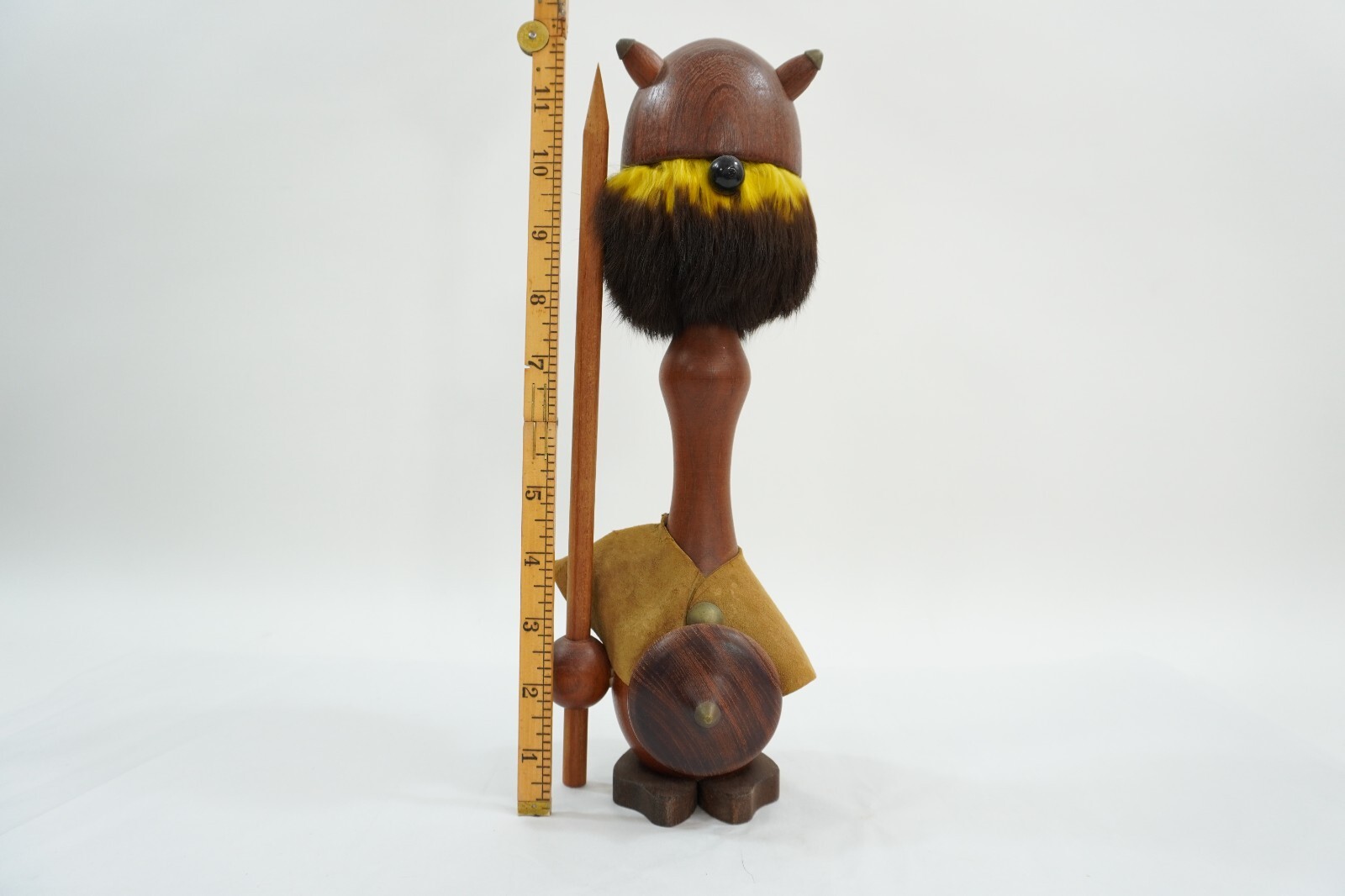 Viking Wood Fur Figure MCM Danish Folk Art Nordic Scandinavian Donk RB388