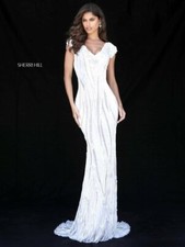 Sherri Hill 51736 Ivory Silver Stunning Pageant Gala Gown Dress sz 2