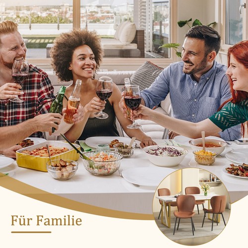 Esstisch 160x80cm Rechteckiger Marmormuster Küchentisch für 4-6 Personen Gold - Bild 4 von 13