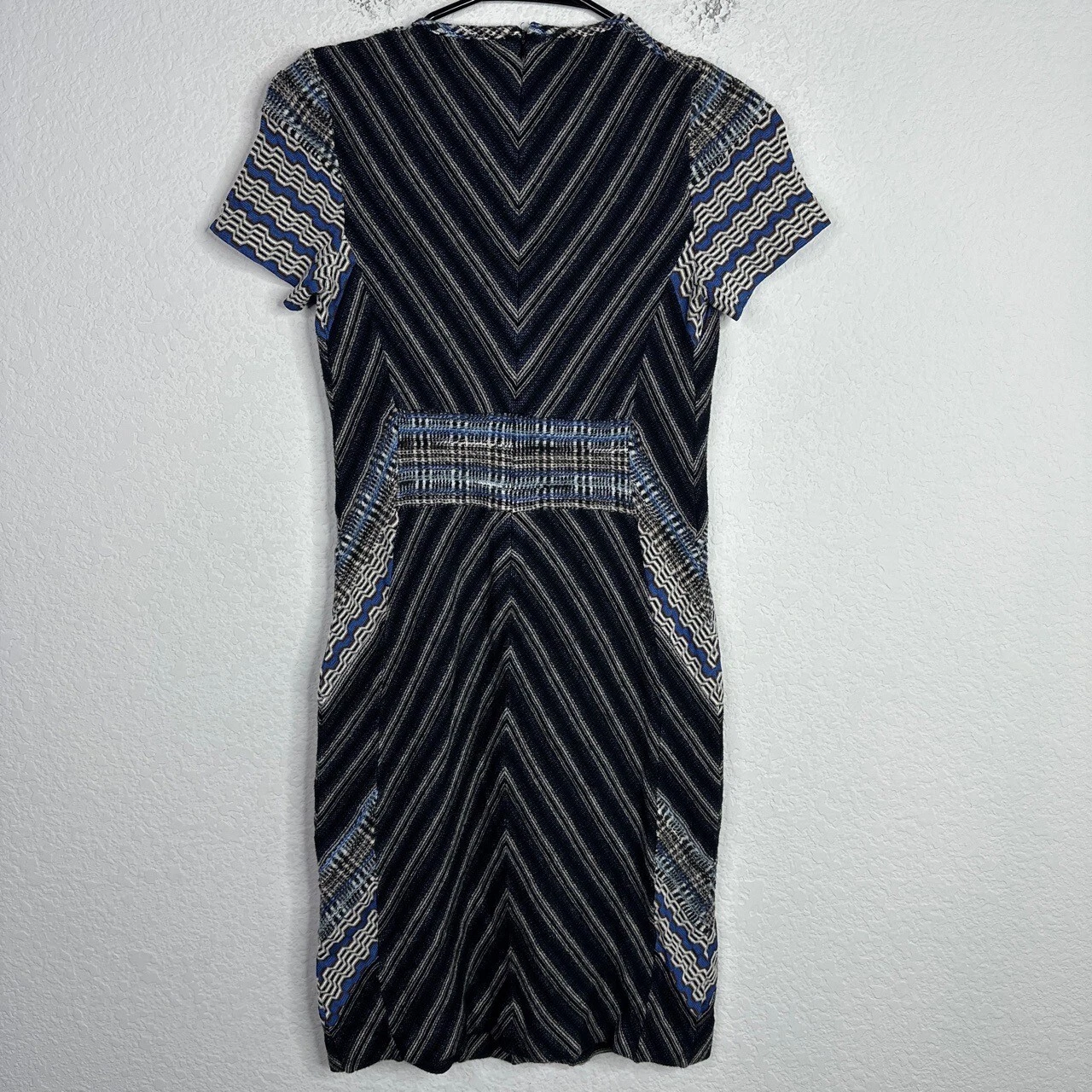 VETEMENTS Abito Missoni donna 42 US 6 misto lana manica corta tubino geometrico bodycon