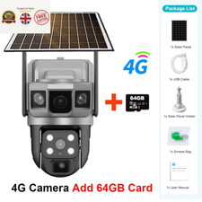 Pro Solar Camera 4G Sim Outdoor Dual Lens Three Screens Webcam PIR Human Detect 