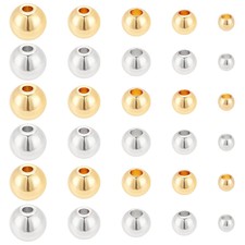 1box 300pcs 2 colors 5 Sizes Rack Plating Brass Beads Long-Lasting Round