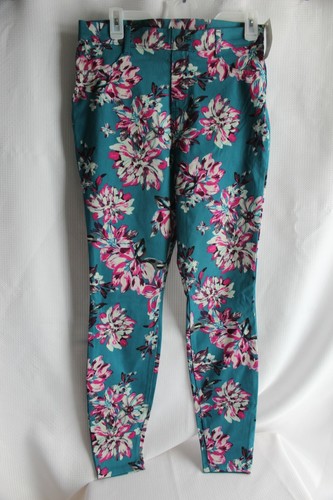 Fitted Stretch Teal Floral Jeggings 