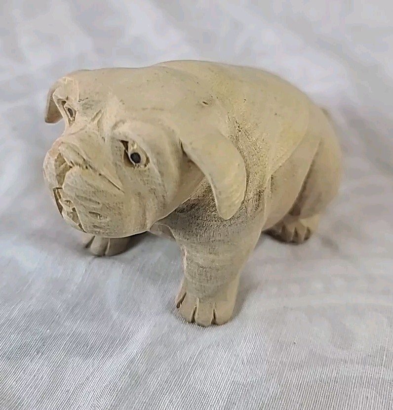 Wooden Indonesia Made Pug Dog French Bulldog Wood Hand Carved Fair Trade