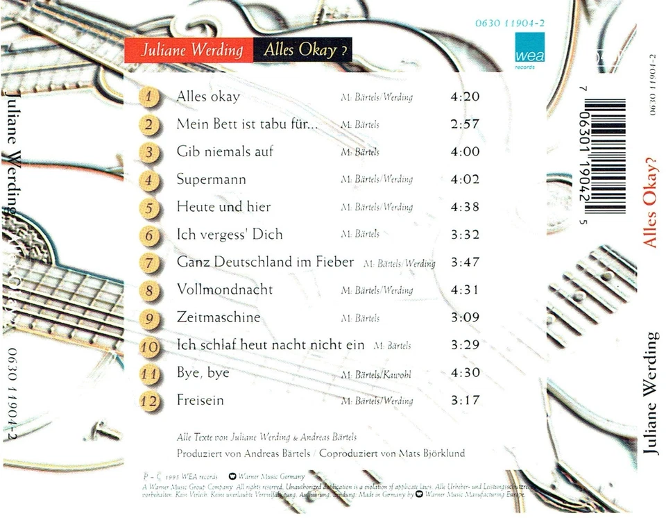 (CD) Juliane Werding - Alles Okay? - Gib Niemals Auf, Frei Sein, Supermann, u.a. - Bild 2 von 2