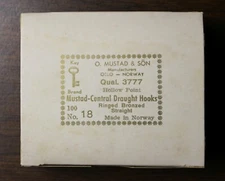 Vintage Mustad 3777 size 18 Draught Hooks Made In Norway Mustad & Son USA