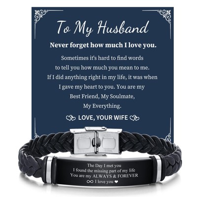 Aktully 'To My Man' Braided Leather Bracelet - Gift For Husband, Dad, Boyfriend
