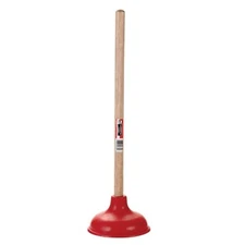 Standard Plunger, Harvey's 6'' Red Rubber Cup, 18'' Wood Handle, 090330