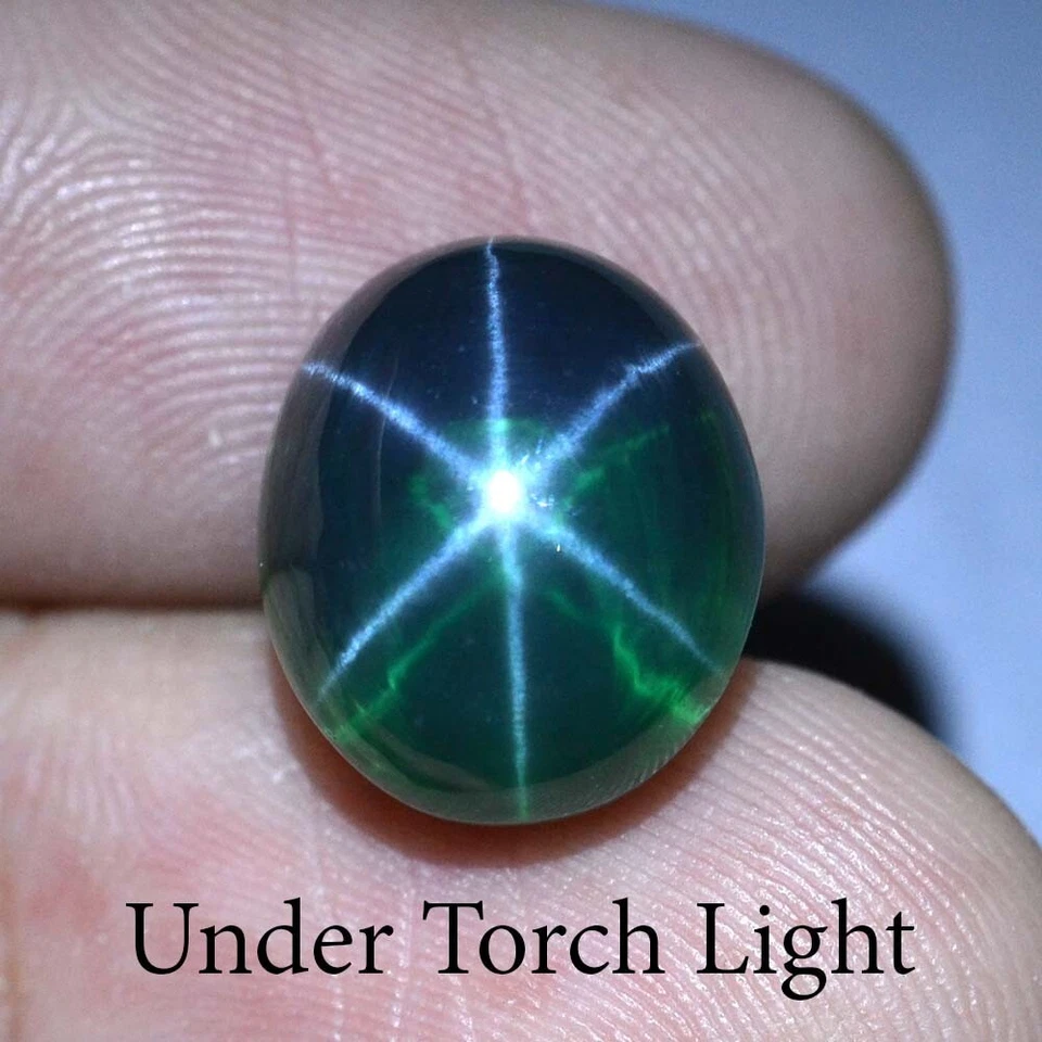 15.95 Ct 13.5x11.5 MM Emerald Green Star Sapphire 6 Ray Lab Corundum VDO EGS9964 - Image 2 of 4
