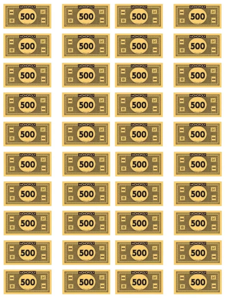 HASBRO Monopoly Money 500's 2025 Genuine Official Five Hundred Dollar Notes 10-40 Pack