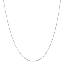 Real 10kt White Gold .5mm Carded Cable Rope Chain; 22 inch