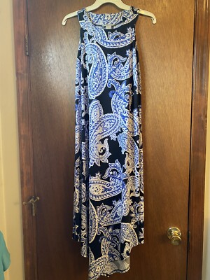 Dana Buchman Size L Washable Lace Trimmed Paisley Print Dress Sleeveless |  eBay