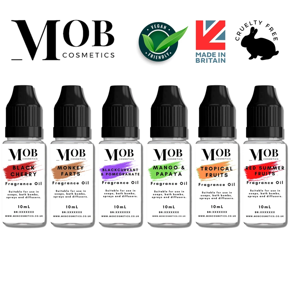 MOMENTS OF BLISS COSMETICS Fruit 6 x 10ml Sets Designer Fragrance Oil Candle Soap Diffuser Wax Melts Sprays