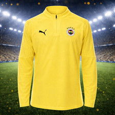 Puma Fenerbahce Istanbul 1/4 Zip Training Shirt Men's Yellow DryCELL NEW Shirt