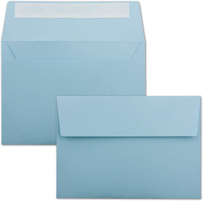 50x Briefumschläge Hell-Blau DIN C6  11,4 x 16,2 cm - Haftklebung - Kuverts ohne