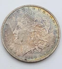 RAINBOW- 1890 US Morgan Silver Dollar, .900 Silver, AU+* Details, YOU GRADE