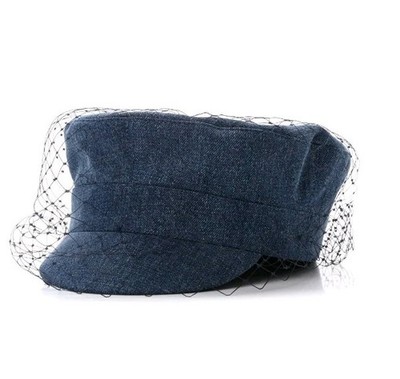 Christian Dior Denim Arty Veiled Newsboy Cap Hat