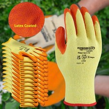 12 Pairs Latex Coated Orange Rubber Work Glov...