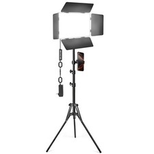 LED Video Lighting Kit with Barn Door, Bi-Color Studio Lights with Tripod Sta...