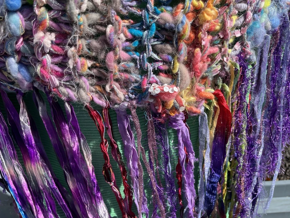 Poncho tejido a mano hilo artístico boho hippie genial Foto 4 de 4