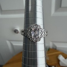 Oval Light Pink Morganite Stone Silver Color Band Ring Size 9 Gifts Boho