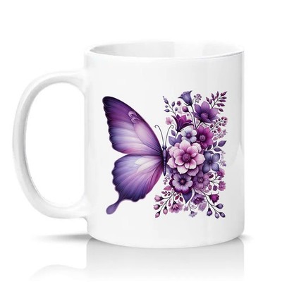 Lila Schmetterling Damen 11 Unzen Keramiktasse Blumen Natur Geschenk für sie