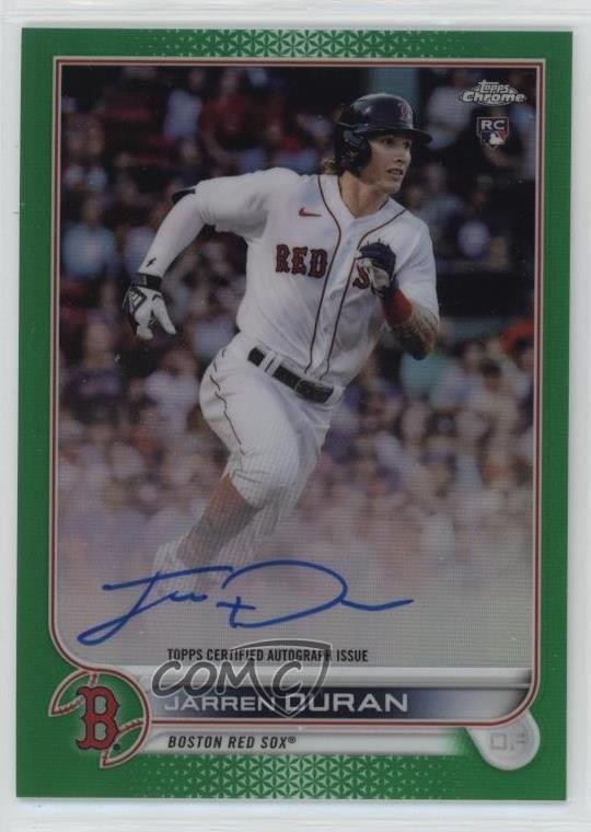2022 Topps Chrome Rookie Green Refractor 82/99 Jarren Duran #RA-JD Auto 2a9