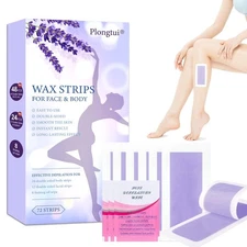 72PCS Wax Strips for Hair Removal, 48 Body & 24 Face with 8 calming Oil Wipes