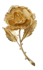 Vintage Monet Gold Tone Rose Flower Brooch Long Stem Signed Costume Jewelry