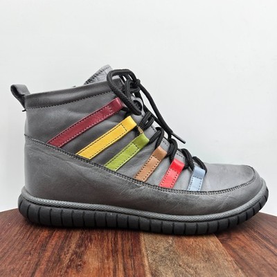 Spring Step Mambo Boots Women's 37 / 6.5 Gray Colorful Leather Wool Lined Bootie