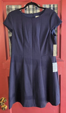 Eliza J Women's Classic Navy Blue Cap Sleeve Shift Midi Dress Size 14 NWT