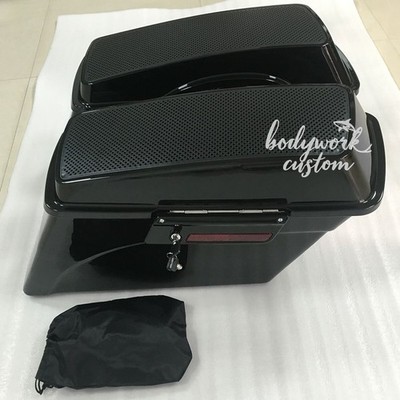 Hard Saddle Bags W/ 6x9'' Dual Speaker Lid For Harley Touring Street Glide 94-13