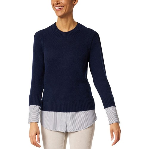 Eton, BROCHU WALKER Eton Wool & Cashmere-blend Sweater striped Navy Blue S preppy