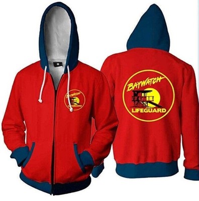 2026 Herren Baywatch 3D Print Hoodie Sweatshirt Cosplay Zipper Jacket Coat