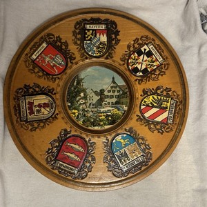 Vintage Wooden Plate Wall Decor 7 German City Coats Of Arms 10.25 Bayern Bamberg
