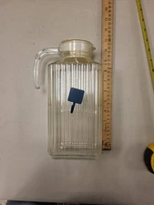 Luminarc Vintage Glass Pitcher Lid Ribbed Design Kitchen Drinkware Carafe Server