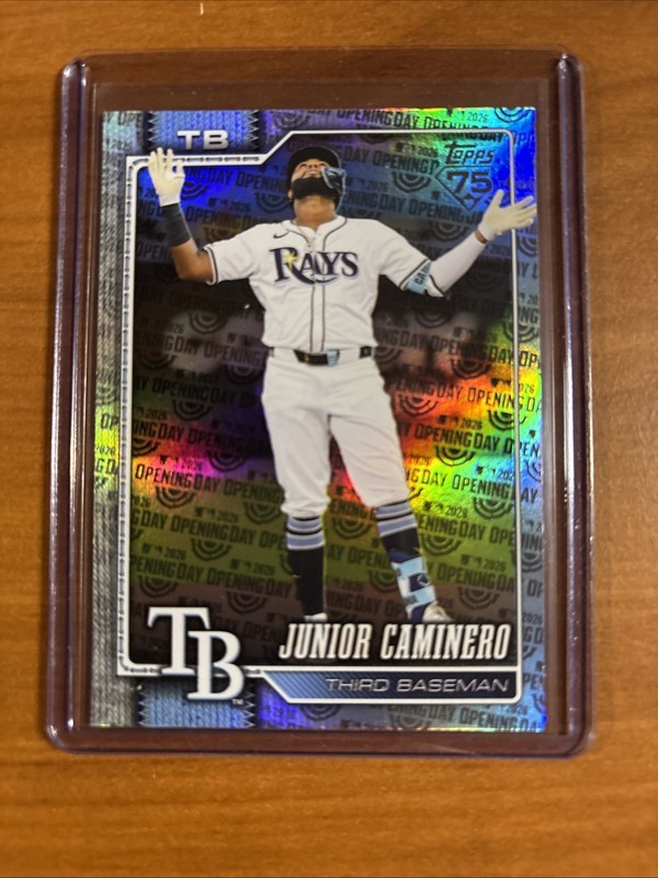 Junior Caminero 2026 Topps Series 1 Celebration #328 Opening Day Foil Tampa Rays