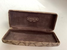Coach Eyeglass Case, brown, velvet lining, vintage clamshell