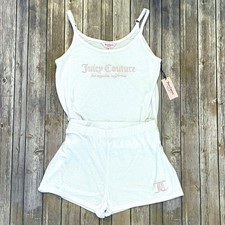 JUICY COUTURE Terry Sleep Set Pajamas Women's SIZE X-LARGE XL White Shorts NWT