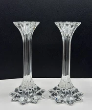 Riedel Crystal Starlet Candlesticks 6” ~ Vintage Set of 2 ~ Marked