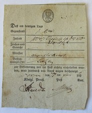 Vorphilatelie Einlieferungsschein f&uuml;r Paket Preu&szlig;. Post Torgau 1826 (173732)