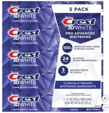 Crest 3D White Advanced Whitening Fluoride Toothpaste 5 pack