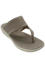 BZees Women's Canvas Bright Thong Wedge Sandal Simply Taupe