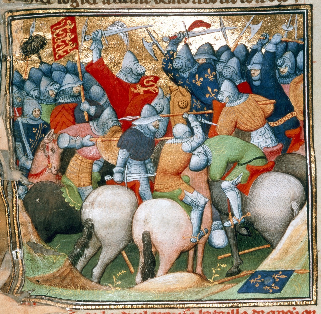 Peinture médiévale Bataille de Crécy tableau fait main - Décoration murale historique et artisanale