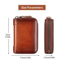 Genuine Leather Credit Card Holder Zipper Card Wallet 12 Cards Slots RFID Secure