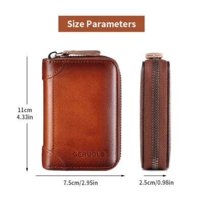 SEYY Genuine Leather Credit Card Holder Zipper Card Wallet 12 Cards Slots RFID Secure