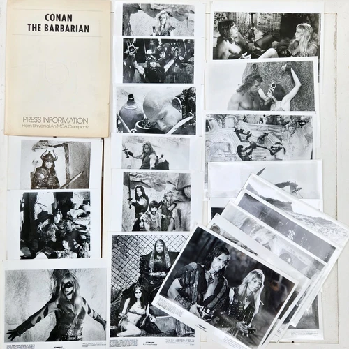 Conan the Barbarian 1982 Movie Press Kit w/ 20 B&W Stills, Folder SCHWARZENEGGER