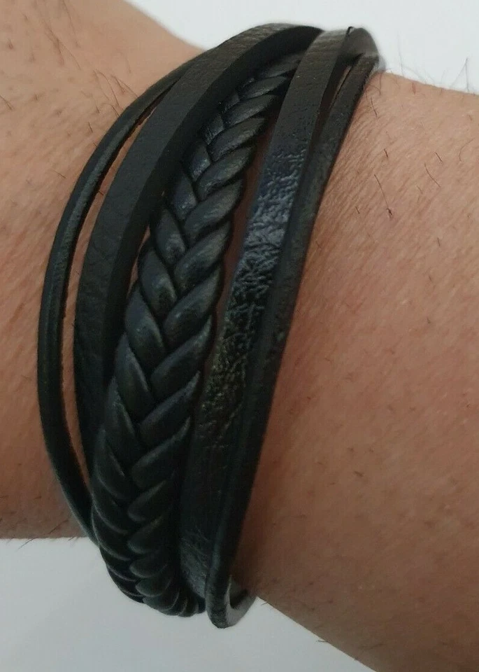 Mens Bracelet Classic Black Tubular Double - Image 4 of 4