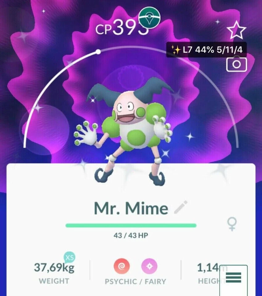 - Shiny Mr. Mime - P T C - 80k stardust - Description
